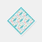 Mid Century Pink Catamaran スタンダードカクテルナプキン (角)