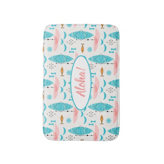 Mid Century Pink Catamaran バスマット (正面縦)