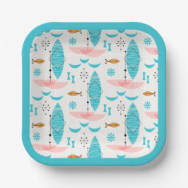 Mid Century Pink Catamaran ペーパープレート