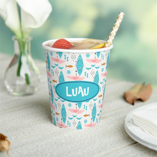 Mid Century Pink Catamaran 紙コップ (インサイチュ)