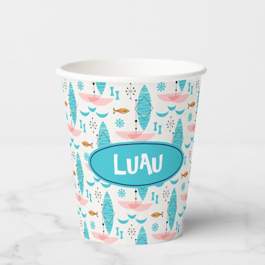 Mid Century Pink Catamaran 紙コップ (正面)