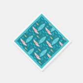 Mid Century Pink Catamaran - Blue Background スタンダードカクテルナプキン (角)