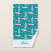 Mid Century Pink Catamaran - Blue Background バスタオルセット (ハンドタオル)