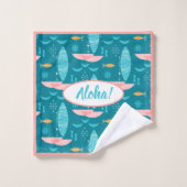 Mid Century Pink Catamaran - Blue Background バスタオルセット (ウォッシュタオル)