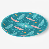 Mid Century Pink Catamaran - Blue Background ペーパープレート (アングル)