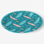 Mid Century Pink Catamaran - Blue Background ペーパープレート (アングル)