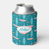 Mid Century Pink Catamaran - Blue Background 缶クーラー (缶正面)