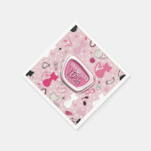 Mid Century Pink Heart Cats Birthday スタンダードカクテルナプキン (角)