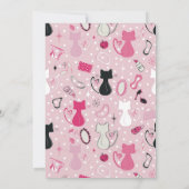 Mid Century Pink Heart Cats Birthday 招待状 (裏面)