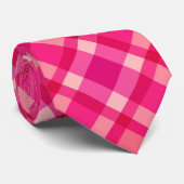 Mid-Century Plaid、明るい赤紫色Pink & Coral Red ネクタイ (ロール)