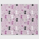Mid Century Purple Heart Cats ラッピングペーパー (フラット)
