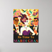 Mid Century Retro 60s Mardi Gras Cocktail Party キャンバスプリント (正面)