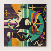 Mid Century Retro 60s Mardi Gras The Smoking Man ジグソーパズル (横)