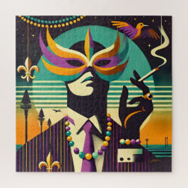 Mid Century Retro 60s Mardi Gras The Smoking Man ジグソーパズル