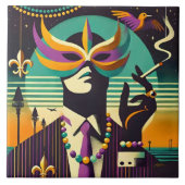 Mid Century Retro 60s Mardi Gras The Smoking Man タイル (正面)