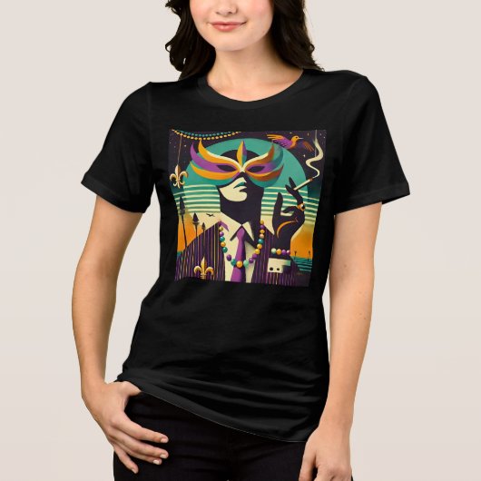 Mid Century Retro 60s Mardi Gras The Smoking Man トライブレンドTシャツ (正面)