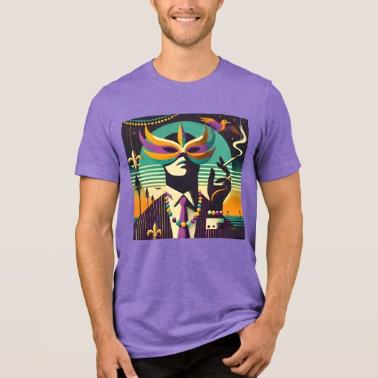 Mid Century Retro 60s Mardi Gras The Smoking Man トライブレンドＴシャツ (正面)