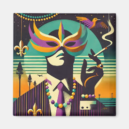 Mid Century Retro 60s Mardi Gras The Smoking Man マグネット
