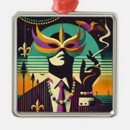 Mid Century Retro 60s Mardi Gras The Smoking Man メタルオーナメント