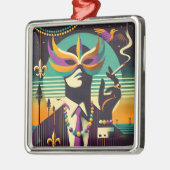 Mid Century Retro 60s Mardi Gras The Smoking Man メタルオーナメント (左)