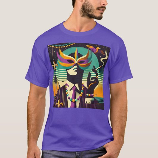 Mid Century Retro 60s Mardi Gras The Smoking Man Tシャツ (正面)