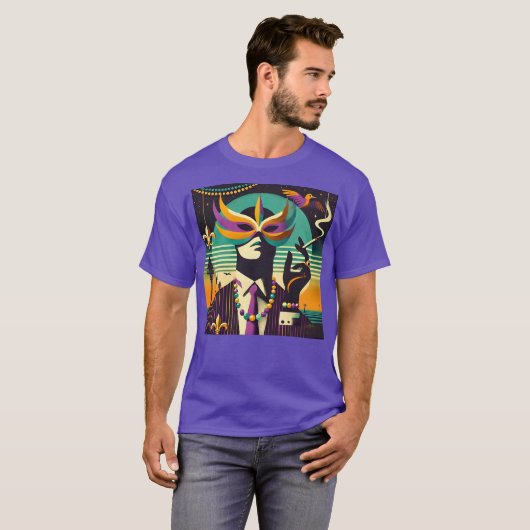Mid Century Retro 60s Mardi Gras The Smoking Man Tシャツ (正面フル)