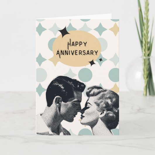 Mid-Century Retro Anniversary Greeting Card カード (正面)