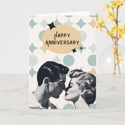 Mid-Century Retro Anniversary Greeting Card カード (黄色い花)