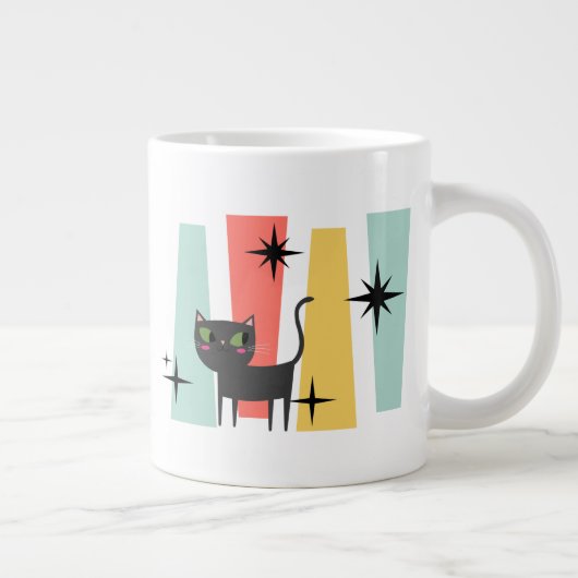 Mid Century Retro Cat  ジャンボコーヒーマグカップ (右)