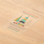 Mid-Century Retro Christmas Trees アクリル招待状 (レイダウン)