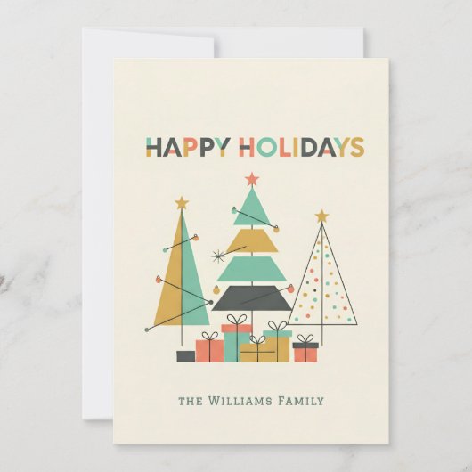 Mid-Century Retro Christmas Trees シーズンカード (正面)