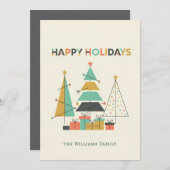 Mid-Century Retro Christmas Trees シーズンカード (正面/裏面)