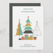 Mid-Century Retro Christmas Trees 招待状 (正面/裏面)