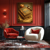 Mid-Century Retro Geometry Book – Timeless Knowled ポスター