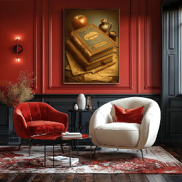 Mid-Century Retro Geometry Book – Timeless Knowled ポスター