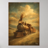 Mid-Century Retro Passage — Steam Locomotive ポスター (正面)
