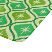Mid Century Retro Starbursts On Green Ogee Pattern カッティングボード (角)