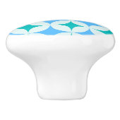 Mid Century Retro Starbursts Pattern Teal Blue セラミックノブ (側面)