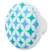Mid Century Retro Starbursts Pattern Teal Blue セラミックノブ (右)