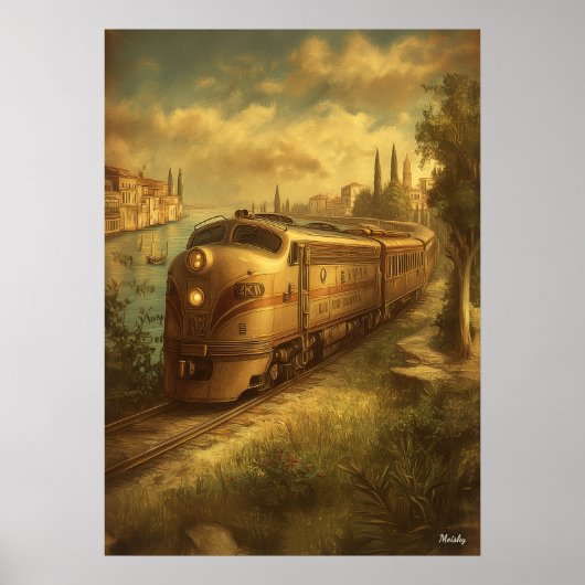 Mid-Century Retro Venice Train – Vintage European  ポスター (正面)