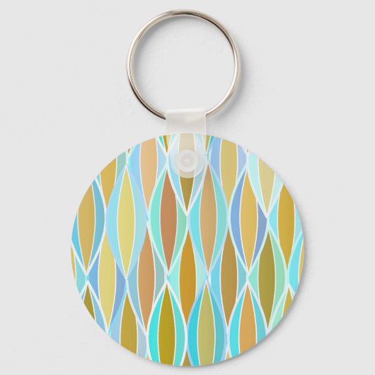 Mid-Century Ribbon Print - blues and neutrals キーホルダー (正面)