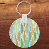 Mid-Century Ribbon Print - blues and neutrals キーホルダー (正面)