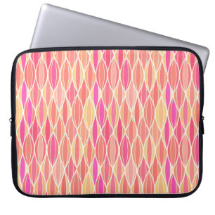 Mid-Century Ribbon Print - pink, coral and gold ラップトップスリーブ