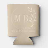 Mid-Century Sand Dune Leaf Wedding Monogram 缶クーラー (裏面)