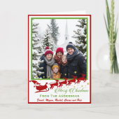 Mid-Century Santa & Reindeer Custom Photo シーズンカード (正面)