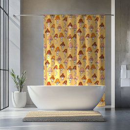 Mid-Century Shower Curtain Copper & Pink Pop シャワーカーテン