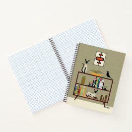 Mid Century Siamese Cat on Bookcase ノートブック