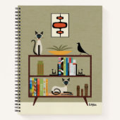 Mid Century Siamese Cat on Bookcase ノートブック (正面)