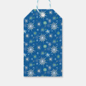 Mid-Century Snowflakes Galore On Blue ギフトタグ (裏面)