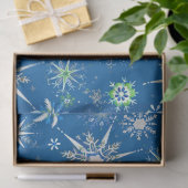 Mid-Century Snowflakes Galore On Blue 薄葉紙 (ギフト)